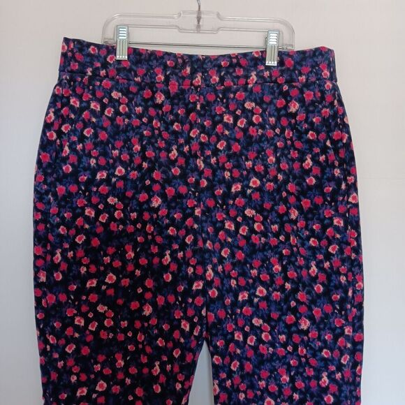 J. Crew Women's Size 8 Straight Leg Navy/Pink Floral Corduroy Trousers - Picture 2 of 12